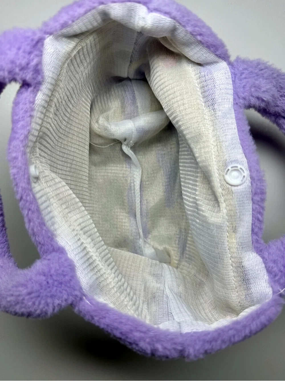 SANRIO Kuromi‎ Purple Plush Tote Handbag Button Closure Cute Kawaii Bag